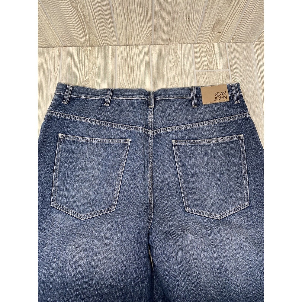 Sean John Mens 40 Medium Wash Denim Shorts 15" inseam Loose Baggy Casual